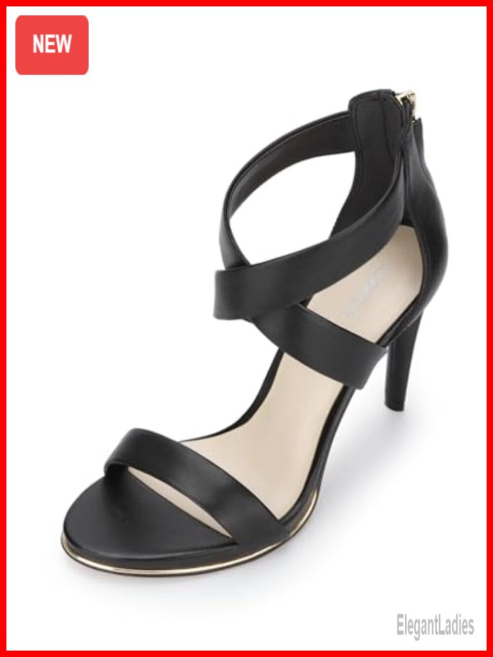 Kenneth Cole New York Brooke Cross Heeled Sandal Ankle Strap 4 inch Heel Formal